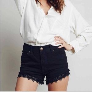 Free People Denim Lace Shorts
